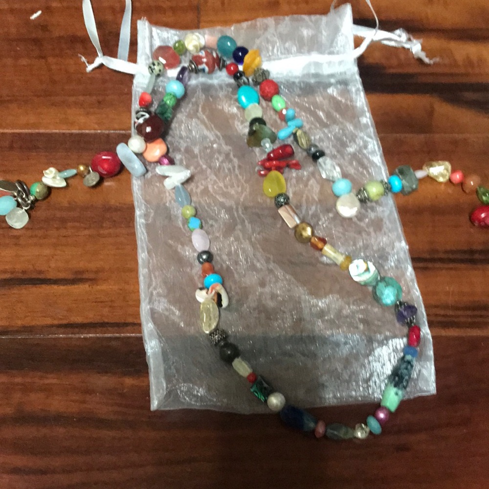 Multi stone lanyard necklace